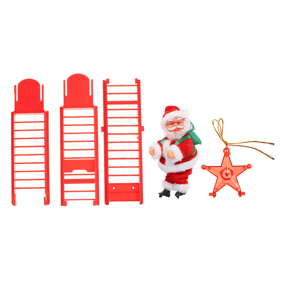 Electric Santa Claus Climbing Ladder Music Decor Christmas Tree Ornaments Gift - MRSLM