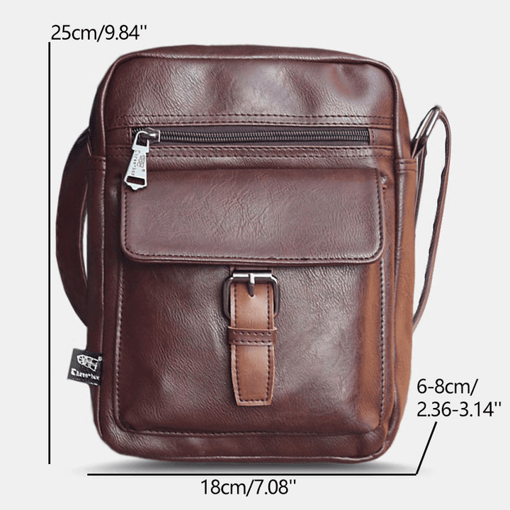 Men Vintage Multifunction Multi-Pockets Waterproof Faux Leather Crossbody Bag Shoulder Bag - MRSLM