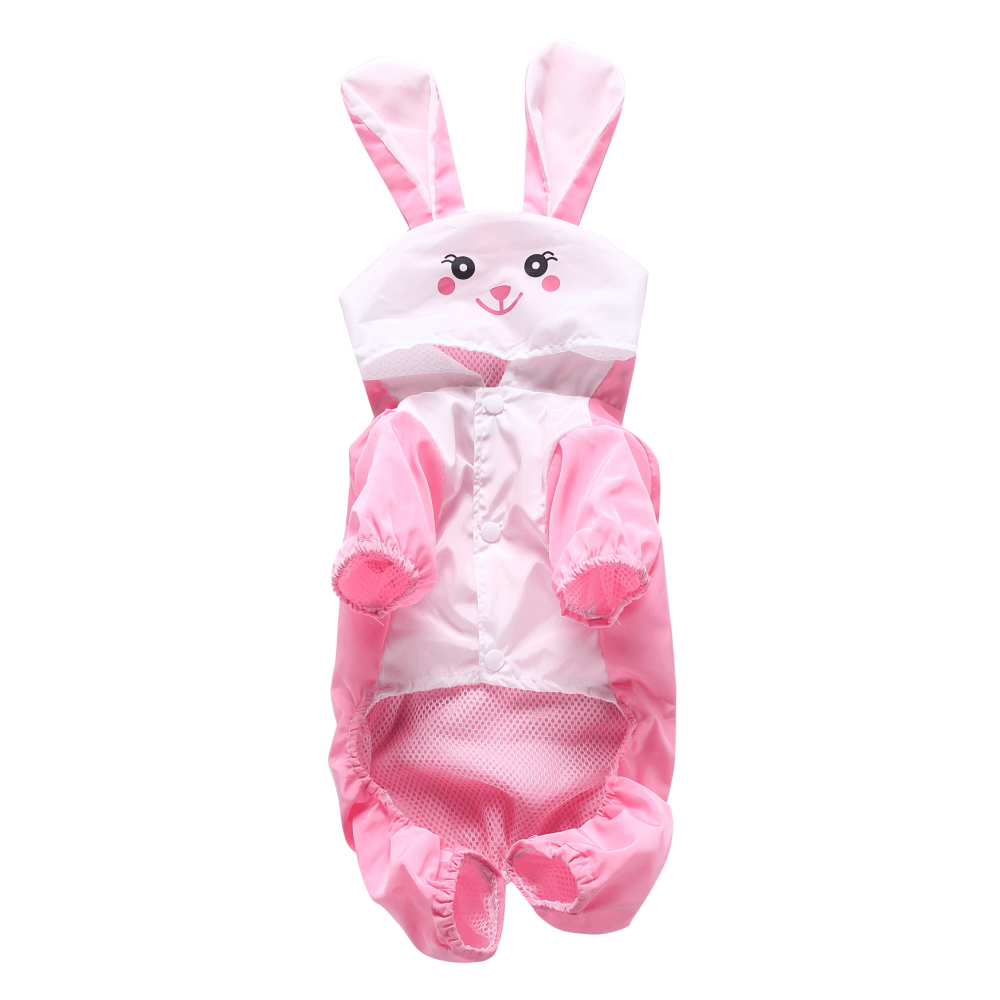 Waterproof Dog Raincoat Cute Rabbit Cartoon Pattern Outdoor Hooded Rain Coat - MRSLM