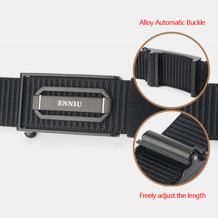 Men Nylon Braided 120Cm Rectangle Automatic Buckle Casual Wild Belts Training Tactical Belts - MRSLM