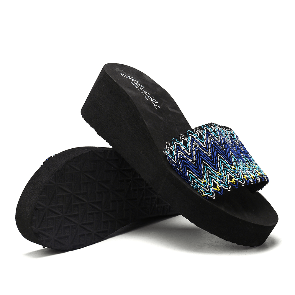 Women Colorful Wave Platform Opened Toe Slippers - MRSLM