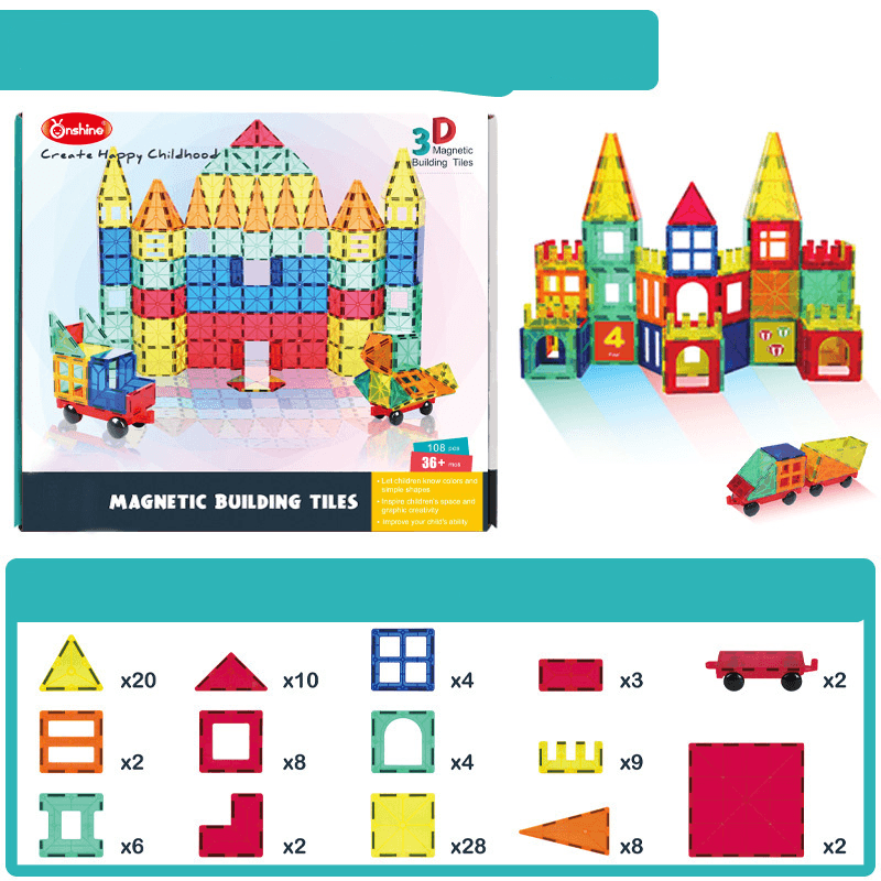 Magnetic Piece Building Block Set Diy Toy Baby Magnet Boy and Girl Puzzle Assembling - MRSLM