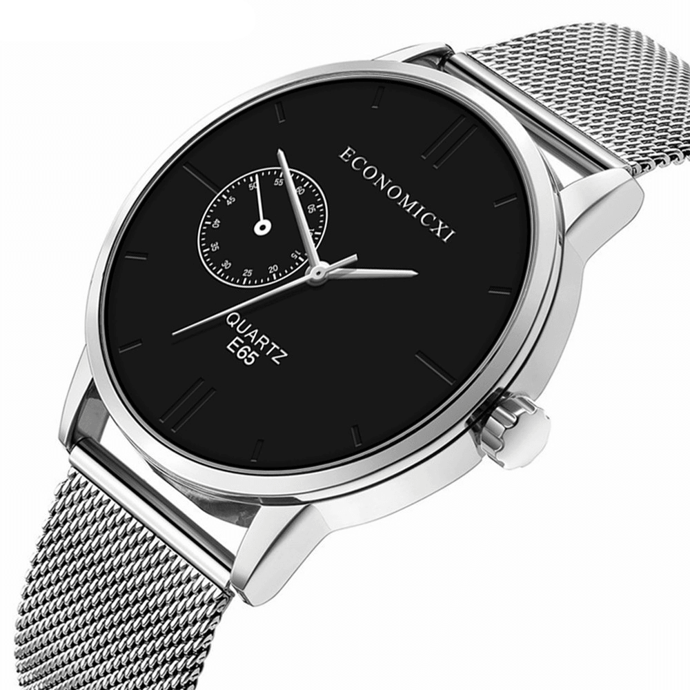 ECONOMICXI E65 Casual Style Ultra Thin Men Wrist Watch Mesh Steel Band Quartz Watches - MRSLM