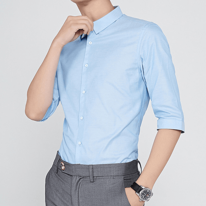 Men Long-Sleeved Shirt Classic Business Casual Shirts - MRSLM