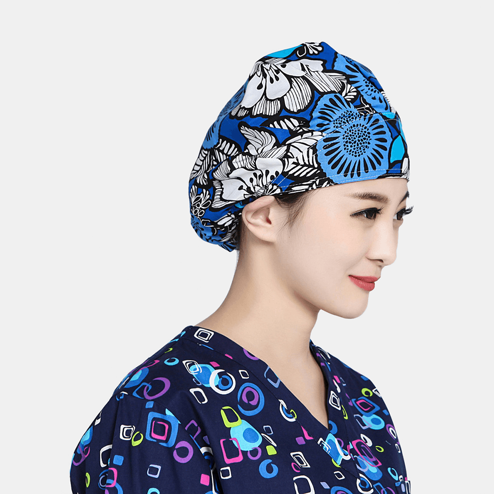 Cotton Printed Fluffy Cap Surgical Cap Scrub Caps Textile Dust Cap - MRSLM