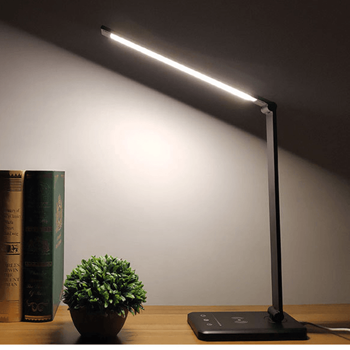 Wireless Charging Desk Lamp USB Rechargeable LED Lamp Auto Timer 5 Brightness Adjustable Table Lamp - MRSLM