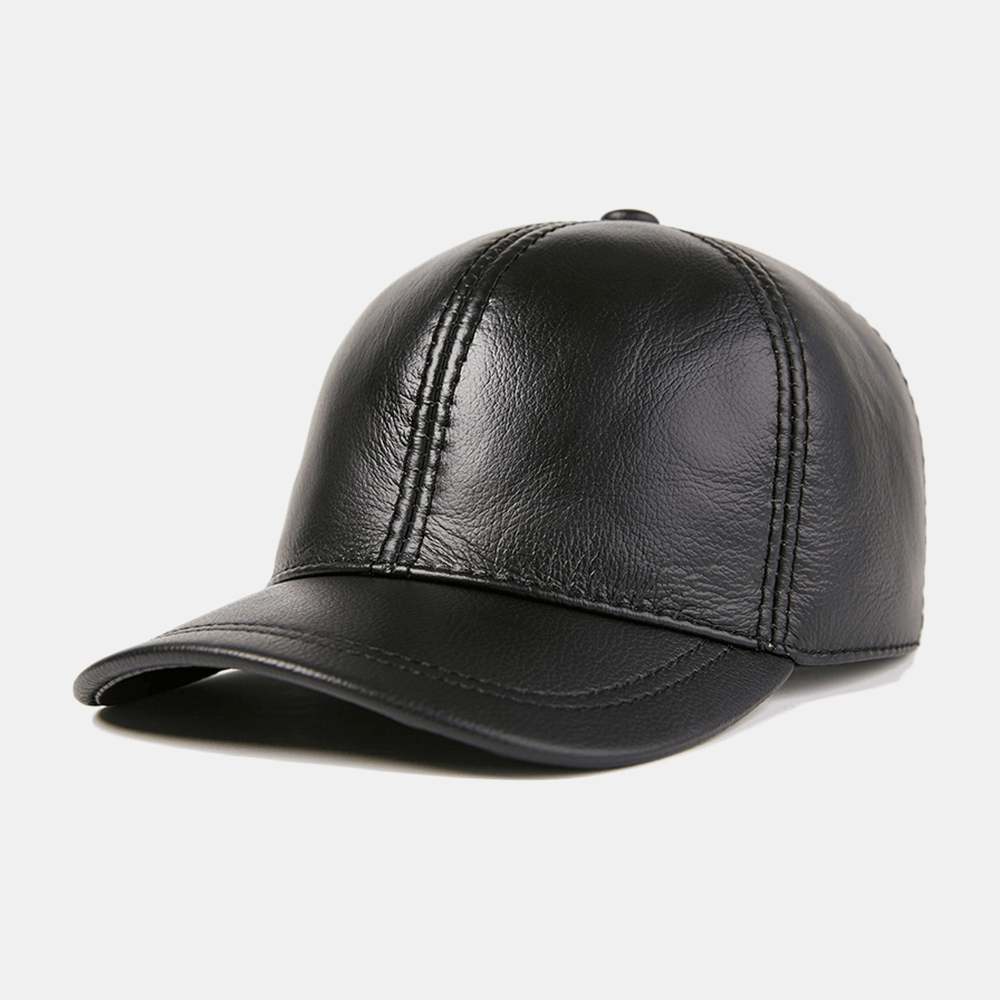 Men'S Genuine Cowhide Leather Hat Outdoor Casual Top Layer Cowhide Baseball Cap - MRSLM