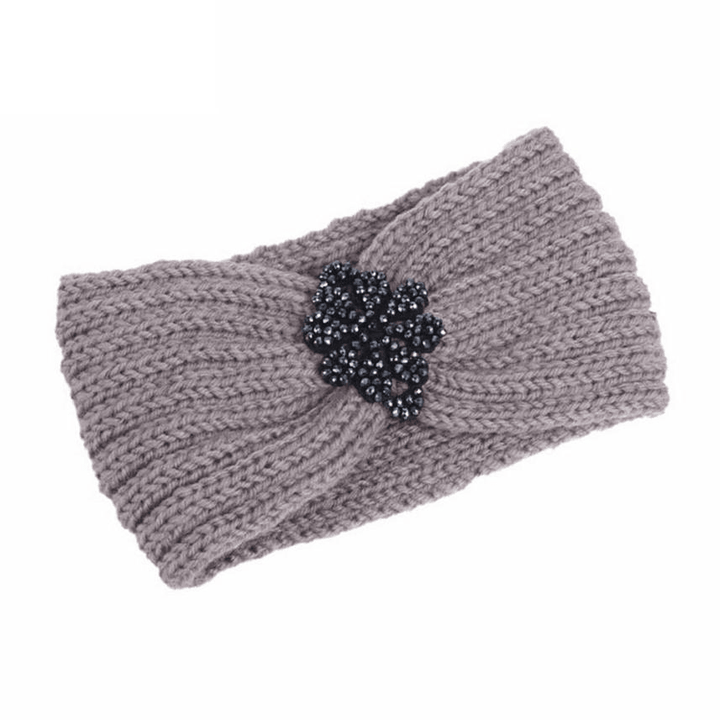 Handmade Crystal Beaded Wool Knitted Headband - MRSLM