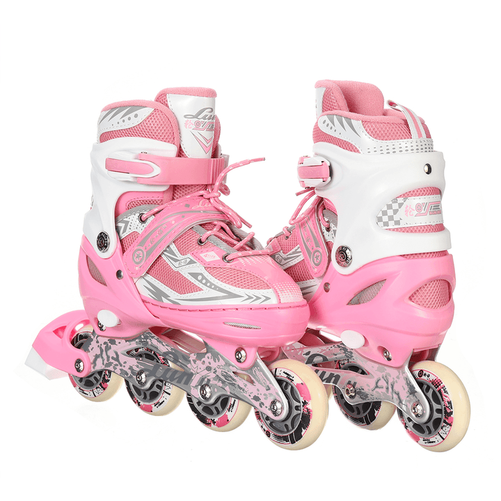 Light-Up Inline Skates for Adults Kids, Beginner Roller Skates 4-Gear Adjustable Roller Blading Breathable Skate Shoes with Illuminating Wheels - MRSLM