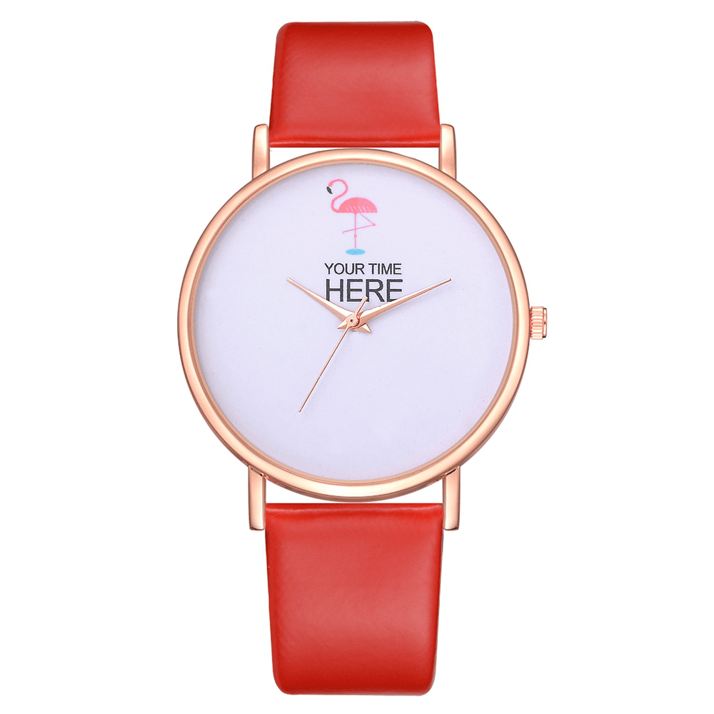 Casual Style Women Wrist Watch Rose Gold Case Leather Strap Quartz Watch - MRSLM