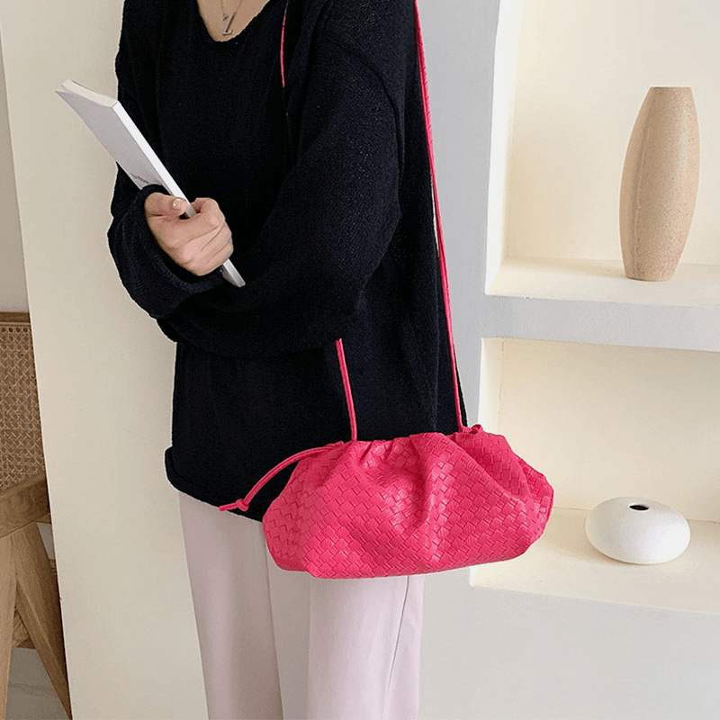 Women Fashion Weaving Solid Pouch Crossbody Bag Shoulder Bag Clutches Bag - MRSLM