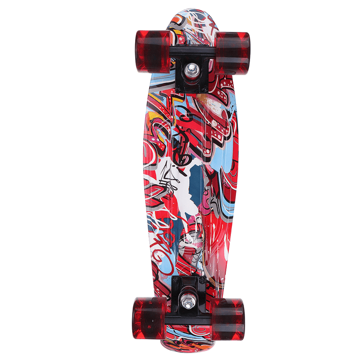 22" Mini Skateboards Kids Sport Long-Board with LED Wheels for Children Beginners Ages 6-12 - MRSLM