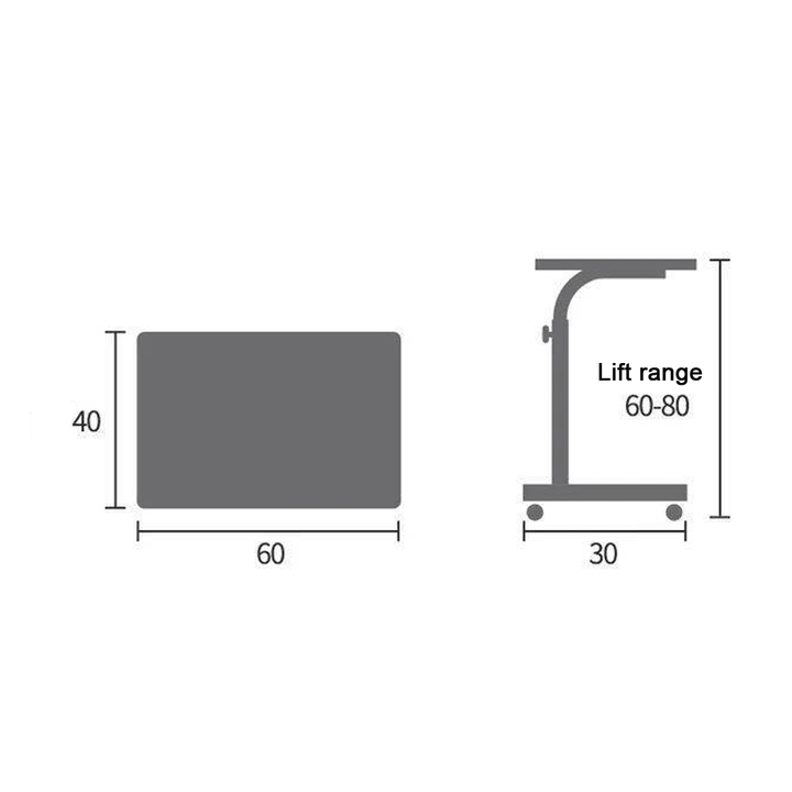 Height Adjustable Laptop Desk 60Cm Wide Side Table - MRSLM