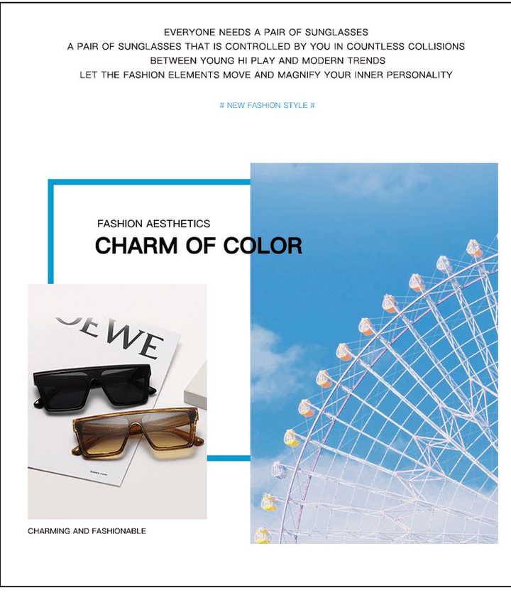 Square Fashion Sunglasses Gradient Catwalk Outdoor Trend Sunglasses - MRSLM