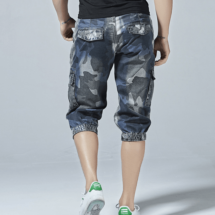 Men'S Summer Camouflage Cropped Overalls Printed Loose Casual Straight Leg - MRSLM