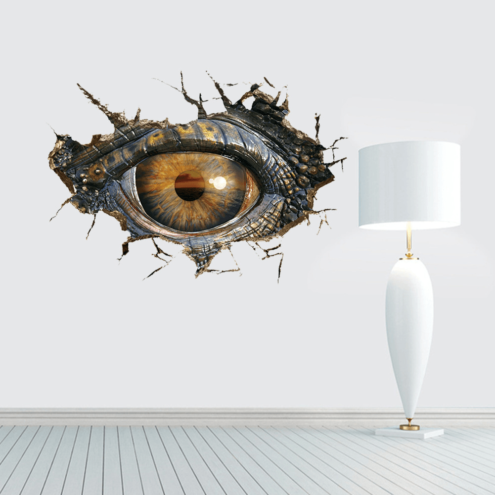 Miico Creative 3D Eye of Dinosaur Broken Wall PVC Removable Home Room Decorative Wall Door Decor Sticker - MRSLM