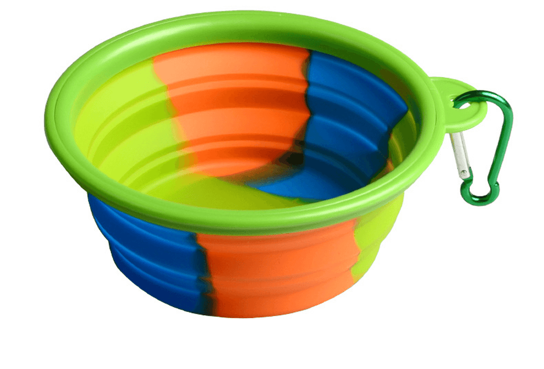 Camouflage Silicone Bowl Collapsible Portable Out Pet Bowl Cat and Dog Universal - MRSLM