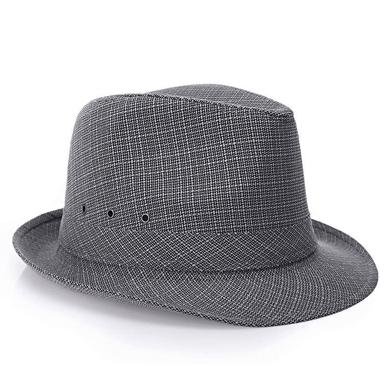 Mens Vintage Crimping Polyester Short Brim Jazz Hat Bucket Hat Beach Cap Travel Breathable Sun Cap - MRSLM