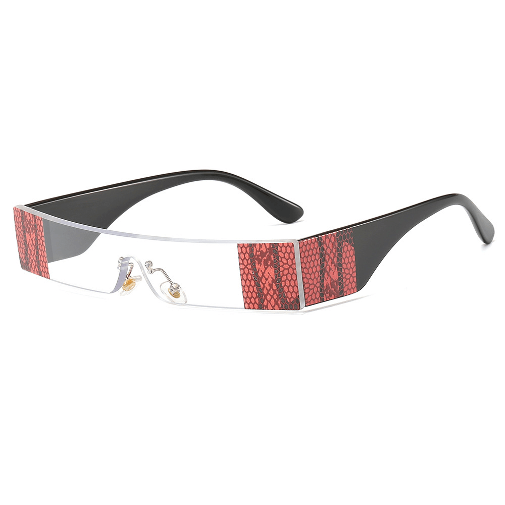 Sunglasses Personality Snake Pattern Small Frame Men'S and Women'S Sunglasses Rimless One-Piece Glasses - MRSLM