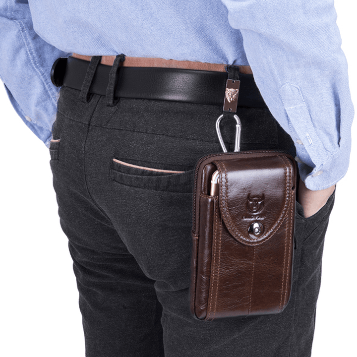 Bullcaptain Bag Men Genuine Leather Loop Belt Phone Bag - MRSLM