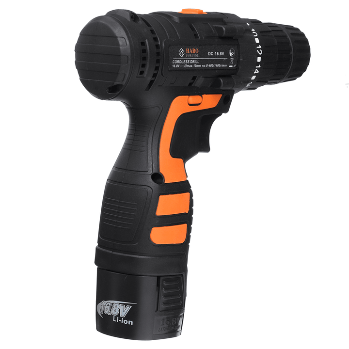 16.8V Electric Drill 2 Speed Electric Cordless Drill Electric Screwdriver Driver with Bits Set and Batteries - MRSLM