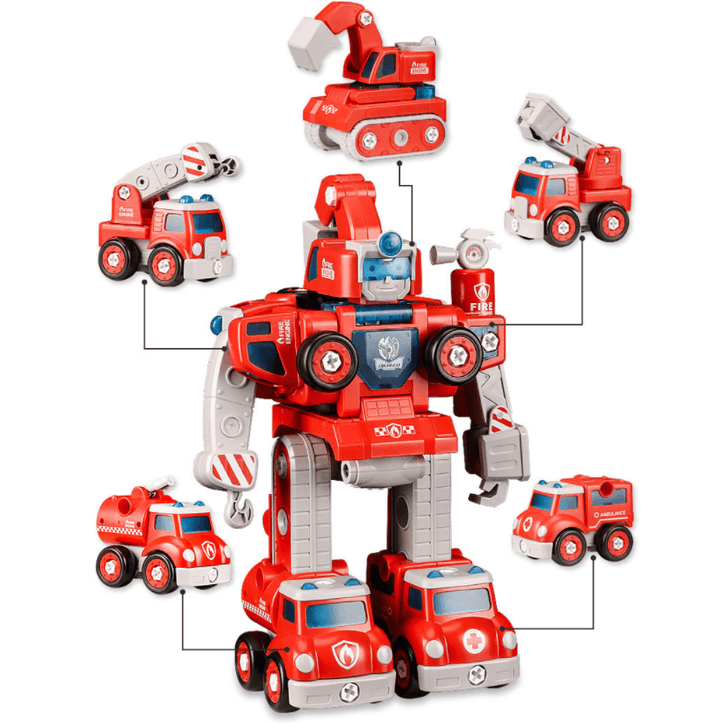 Children'S Educational Creative Assembling Toy Car Five-In-One Robot - MRSLM