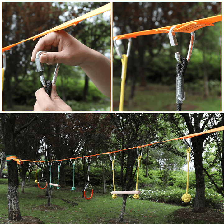 7 Pcs Children Climbing Equipment Kids Swing String Climbing Rope Safety Obstacle Training Swing Rings Outdoor Garden Sport - MRSLM