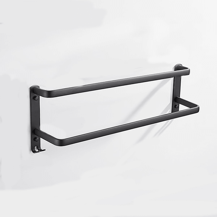 Towel Hanger Wall Mounted 30-50 CM Towel Rack Bathroom Aluminum Black Towel Bar - MRSLM