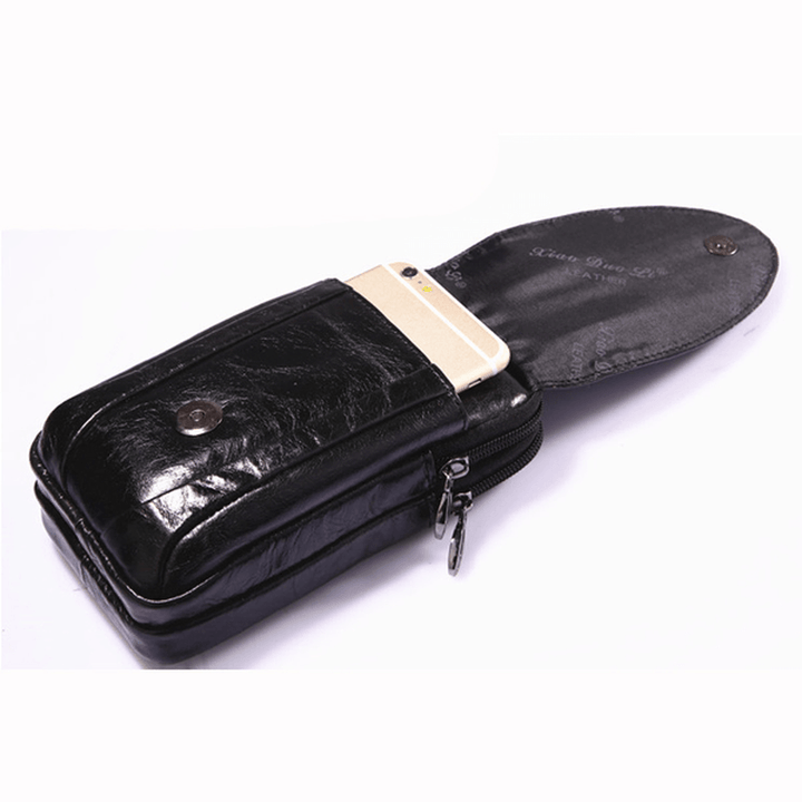 4.7 to 6 Inches Cell Phone Pouch Genuine Leather Waterproof Waist Pack for Men - MRSLM