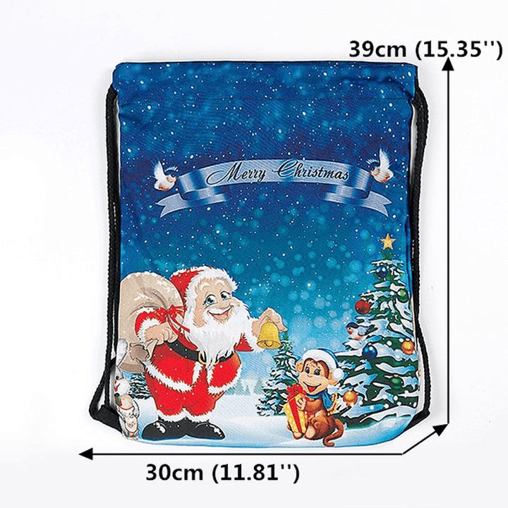 Women Print String Christmas Storage Bag Backpack - MRSLM