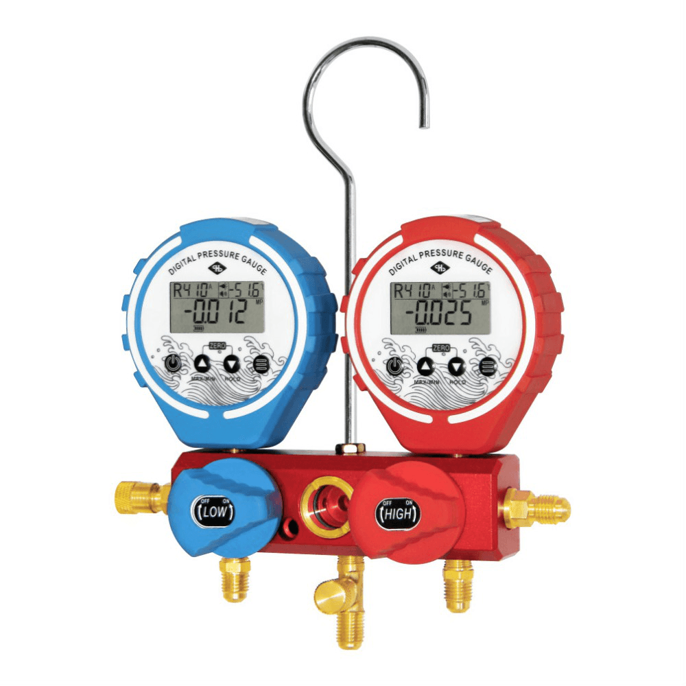 Digital Double Meter Valve Refrigeration Manifold Gauge Refrigerante Pressure Gauge Vacuum High Pressure Gauge - MRSLM