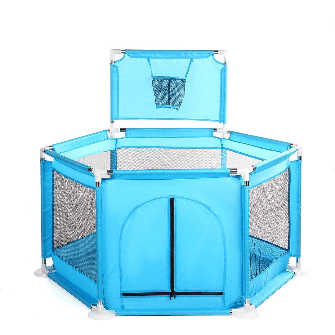 6 Sided Foldable Baby Playpen Playing House Interactive Kids Toddler Room with Safety Gate - MRSLM