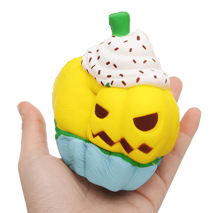 3PCS Halloween Pumpkin Ice Cream Squishy 13*10CM Slow Rising Soft Toy with Packaging - MRSLM