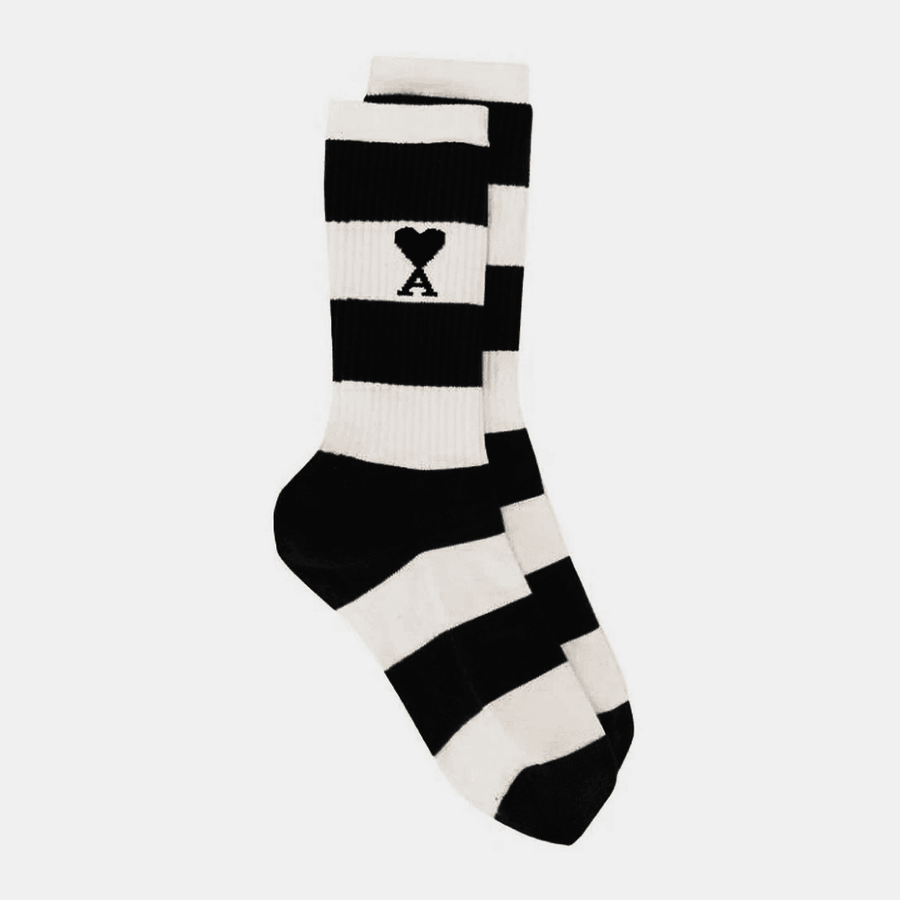 Unisex Cotton Stripes Poker Love Letter Spades a Jacquard All-Match Breathable Socks - MRSLM