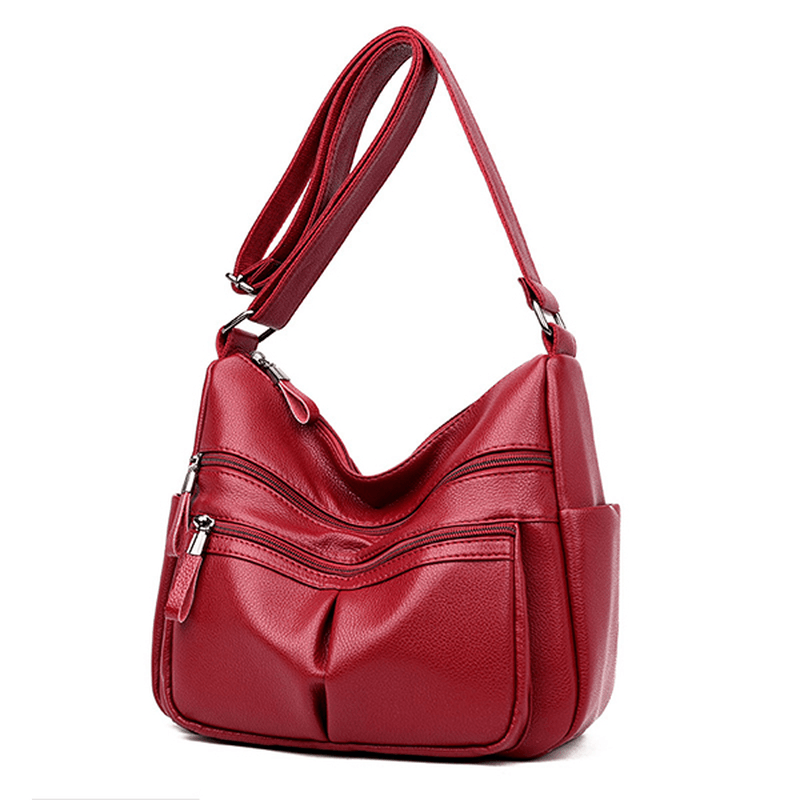 Women Soft Leather Multi-Slot Crossbody Bag Leisure Shoulder Bags - MRSLM