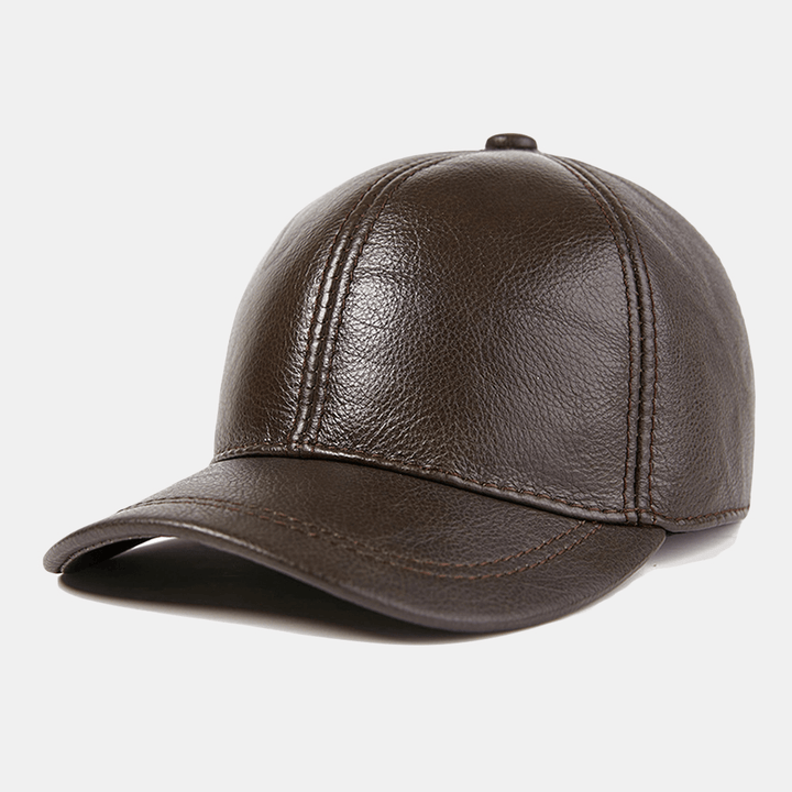 Men'S Genuine Cowhide Leather Hat Outdoor Casual Top Layer Cowhide Baseball Cap - MRSLM