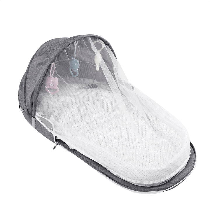 2-In-1 Folding Baby Sleeping Bed Lounger Travel Infant Bed with Mosquito Net - MRSLM