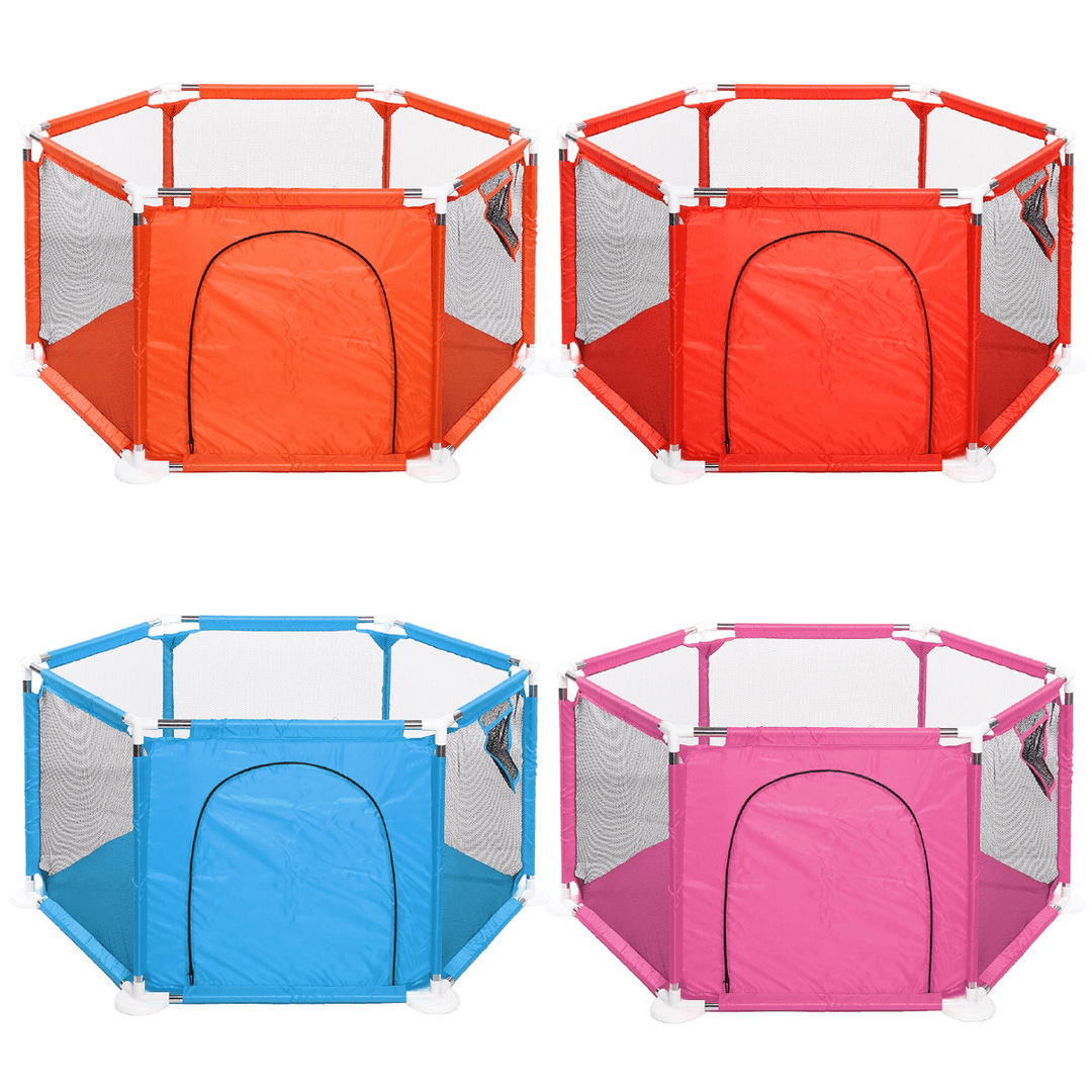 70X66Cm Outdoor Travel 6 Sided Kids Playpen Baby Playing House Interactive Children Toddler Room Play Mat with Safety Gate - MRSLM