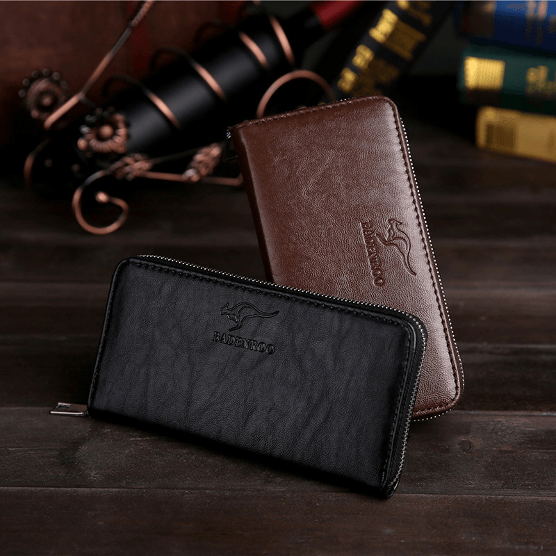 Men Fashion New Faux Leather Business Clutches Bag Phone Bag Wallet - MRSLM