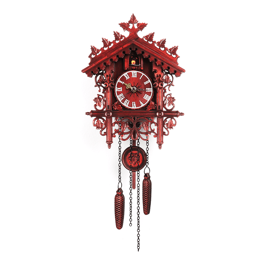 Handcraft Cuckoo Wall Clock Wood Forest Tree House Swing Clock Art Home Decor - MRSLM