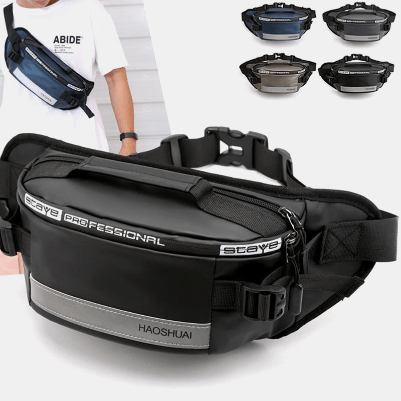 Men Waterproof anti Theft Reflective Outdoor Chest Bag Belt Bag Waist Bag - MRSLM