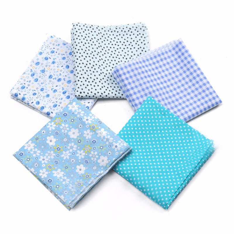 5Pcs/Set 19.7'' Series Fabric Cotton Bundles Fat Quarters Polycotton Material Florals Gingham Spots Non Woven Fabric - MRSLM