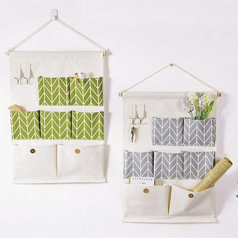 Cotton Linen Door Wall Home Hanging Bag Hanger Organizer Storage Pouch 7 Desktop Organizer - MRSLM