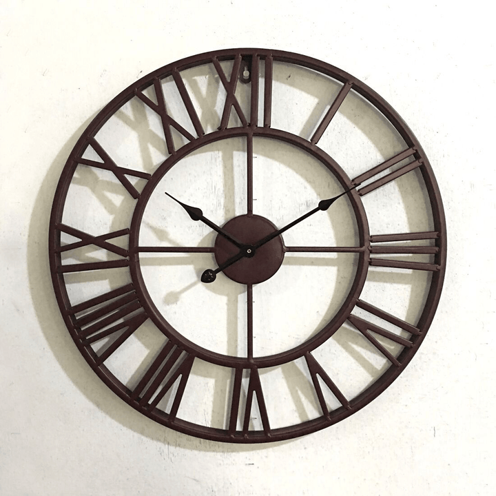 Creative Wall Clock Living Room round Hollow Out Cafe Bar Wrought Metal Vintage Wall Clock - MRSLM