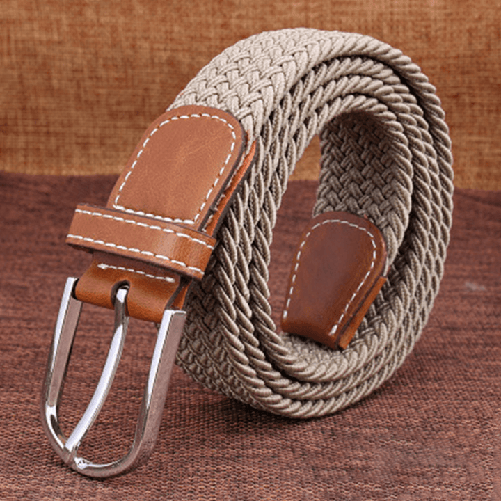 Unisex Nylon Casual Stretch Woven Belt Wild Pin Buckle 107Cm Adjustable Tactical Belt - MRSLM