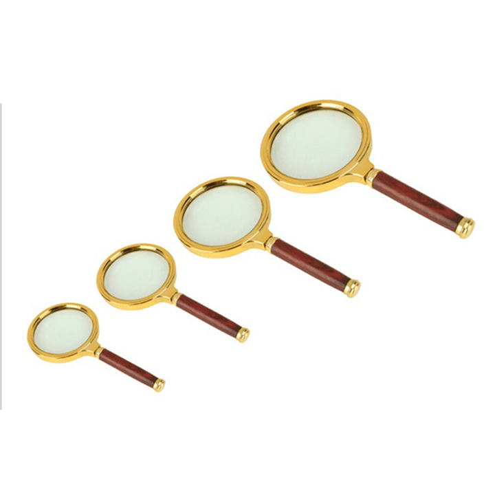 8Mm HD 6X Wooden Handle Magnifying Overgild Glasses - MRSLM