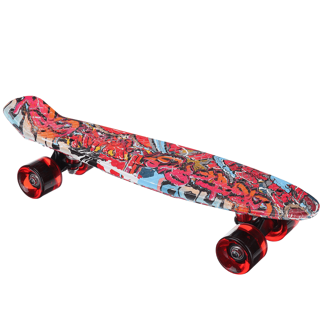 22" Mini Skateboards Kids Sport Long-Board with LED Wheels for Children Beginners Ages 6-12 - MRSLM