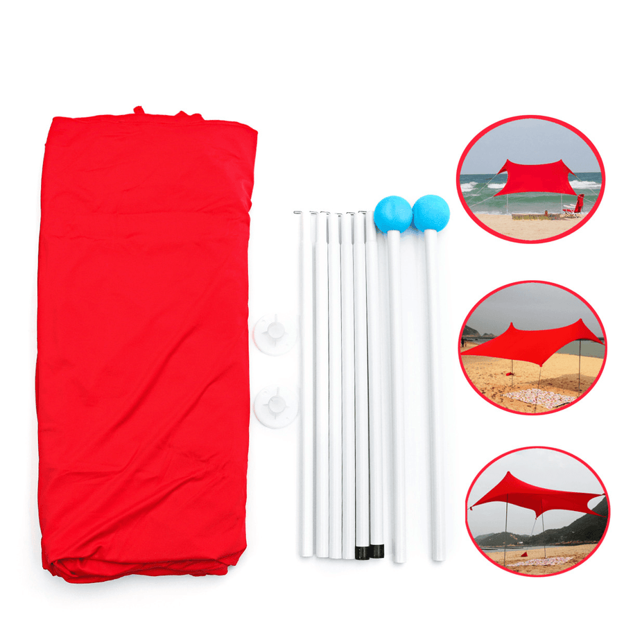 210X210X165Cm Outdoor Camping Tent Canopy with Sandbag Anchors Lightweight Sunshade Protection Beach Shelters - MRSLM