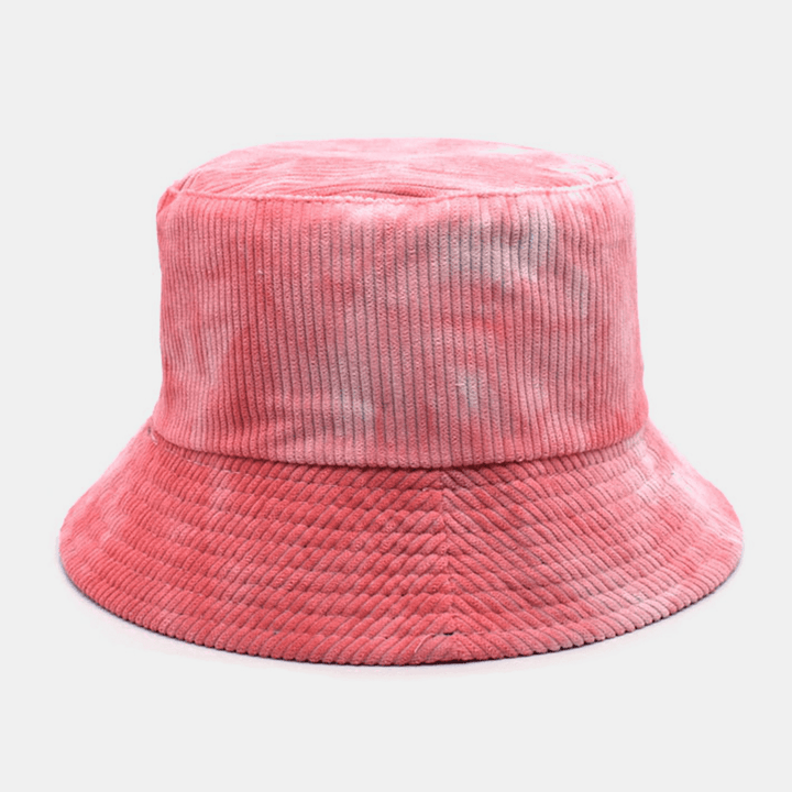 Unsiex Double-Sided Tie-Dye Corduroy and Cotton Warm Soft Outdoor Casual All-Match Bucket Hat - MRSLM