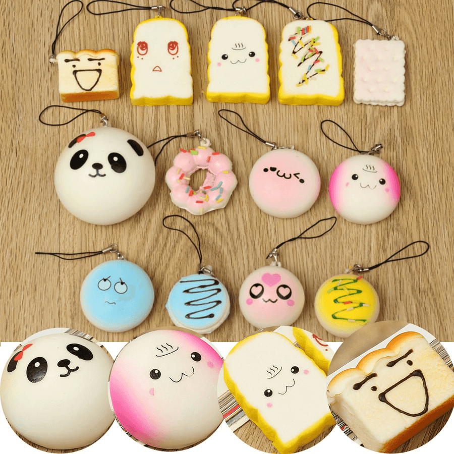 13PCS Simulated Bread Phone Pendant Phone Strap Cute Decoration - MRSLM